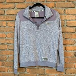 Victoria's Secret PINK Womens Small Sweatshirt Purple‎ Quarter Zip Pullover Love